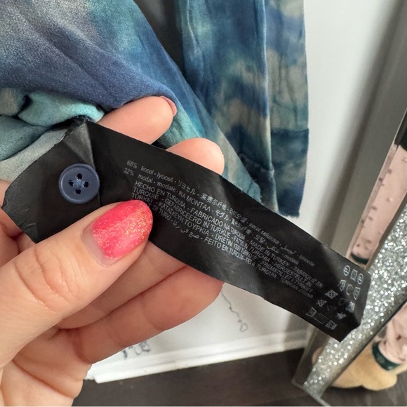 Zara Blue Tie-Dye Women's Top blouse L - Picture 5 of 6